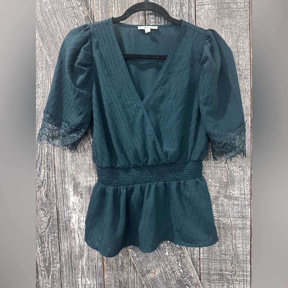 Mine Wrap Blouse with Lace Accents